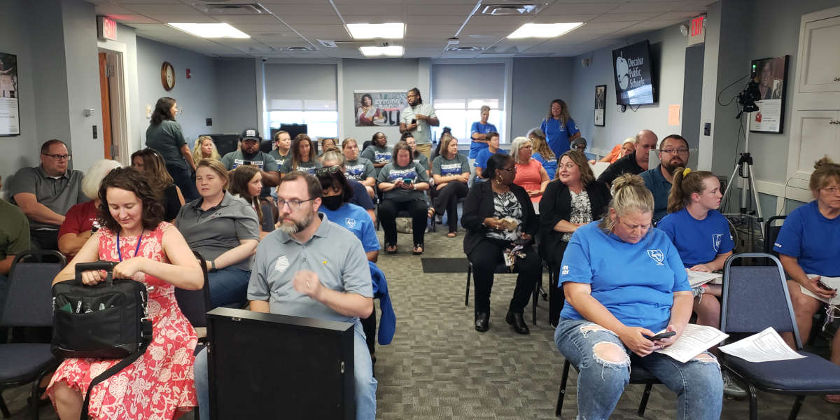 Crowd at August 23rd, 2023 Board of Education Meeting